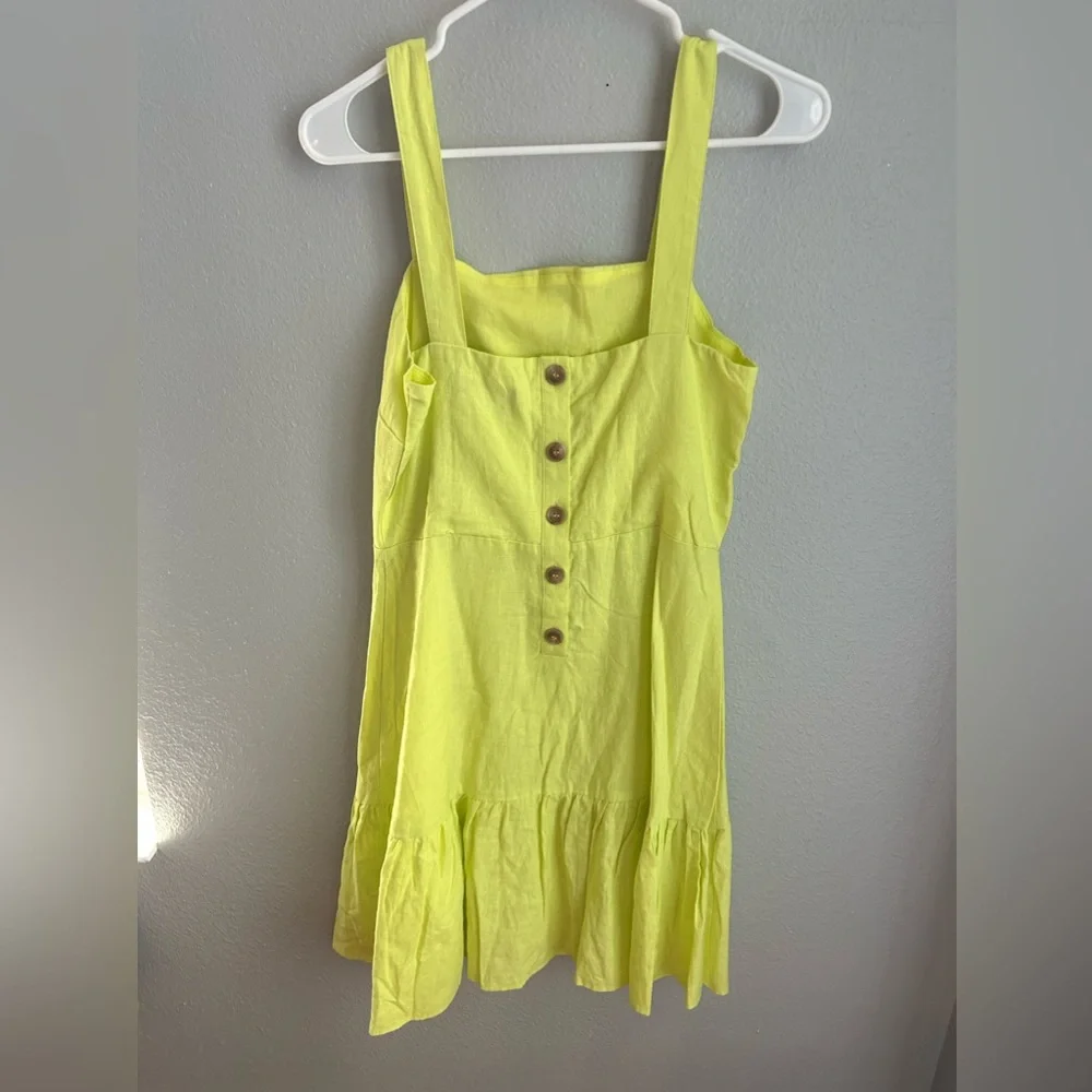 NY&Co Yellow Linen Blend Flare Dress (NWT) - Picture 4 of 8